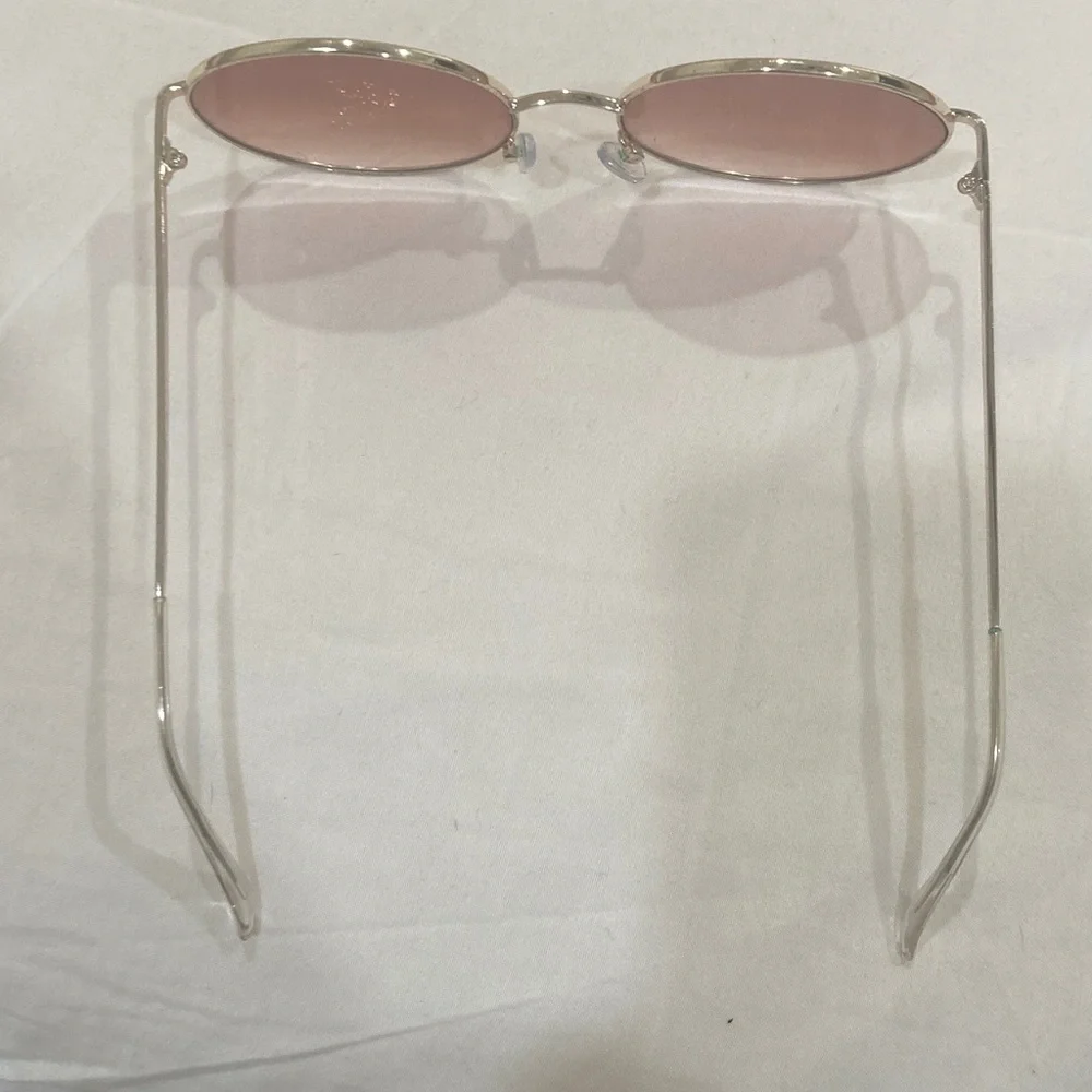 Round Silver Frame Sunglasses with Pink Gradient Lenses